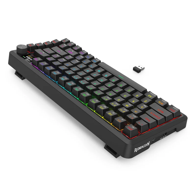Redragon Behemoth K724RGB-PRO Tri-Mode Gasket Mounted Mechanical Keyboard with LCD Screen (Black) (RPC Linear Switch)