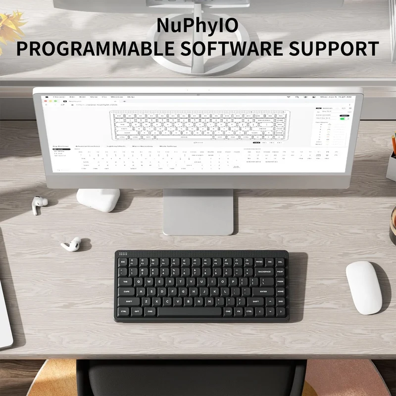 NuPhy Node75 Low-Profile Hot-Swappable 75% Wireless Mechanical Keyboard (Ink Gray) (Blush Nano Switch)