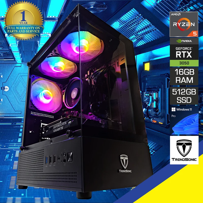 Alpha Juro Black Desktop Gaming PC | AMD Ryzen 5 5500 | 16GB RAM | 512GB SSD | RTX 3050 | Windows 11 Pro