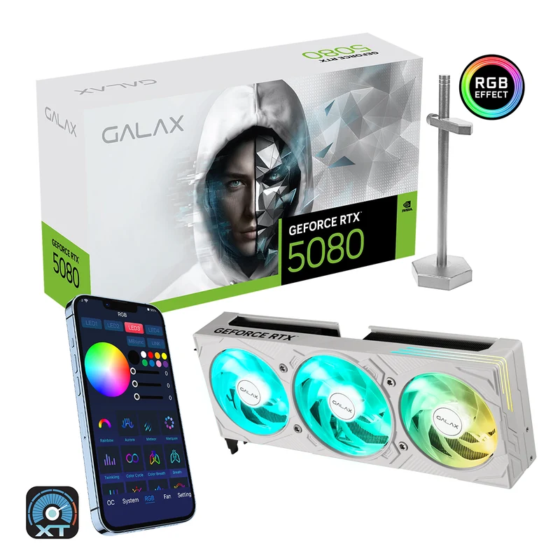 Galax GeForce RTX 5080 Ex Gamer 1-Click OC PCI-E 16GB GDDR7 Graphics Card (White) (58NZN6MDBZWH)