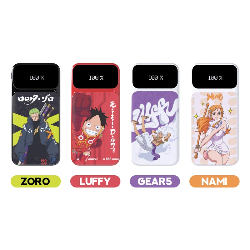 Fantech x One Piece T2A PowerPack 20000mAh Portable Power Bank with Built-In USB-C/A/Lightning Cable (Luffy, Gear 5, Nami, Zoro)