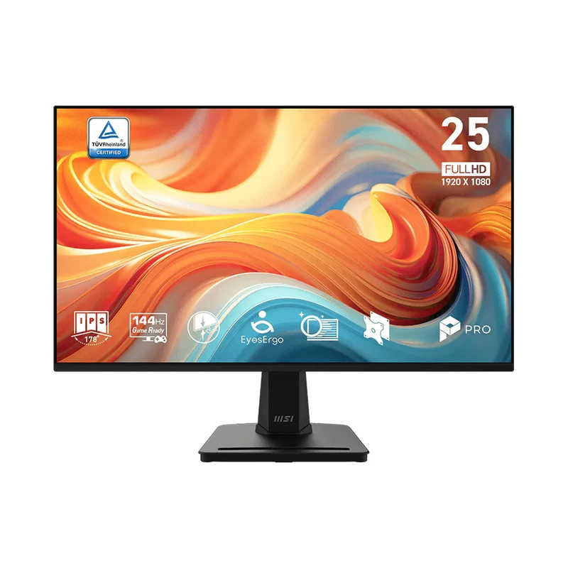 MSI Pro MP251 E14L 24.5" FHD (1920x1080) 144Hz 1ms (MPRT) / 4ms (GtG) IPS Adaptive-Sync Business Productivity Monitor with Tilt Adjustment