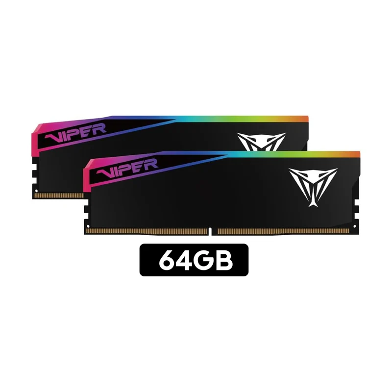 Patriot Viper Elite 5 Ultra RGB 64GB (2x32GB) DDR5 6400MT/s CL36 UDIMM Gaming Memory (VEUR564G6436K)