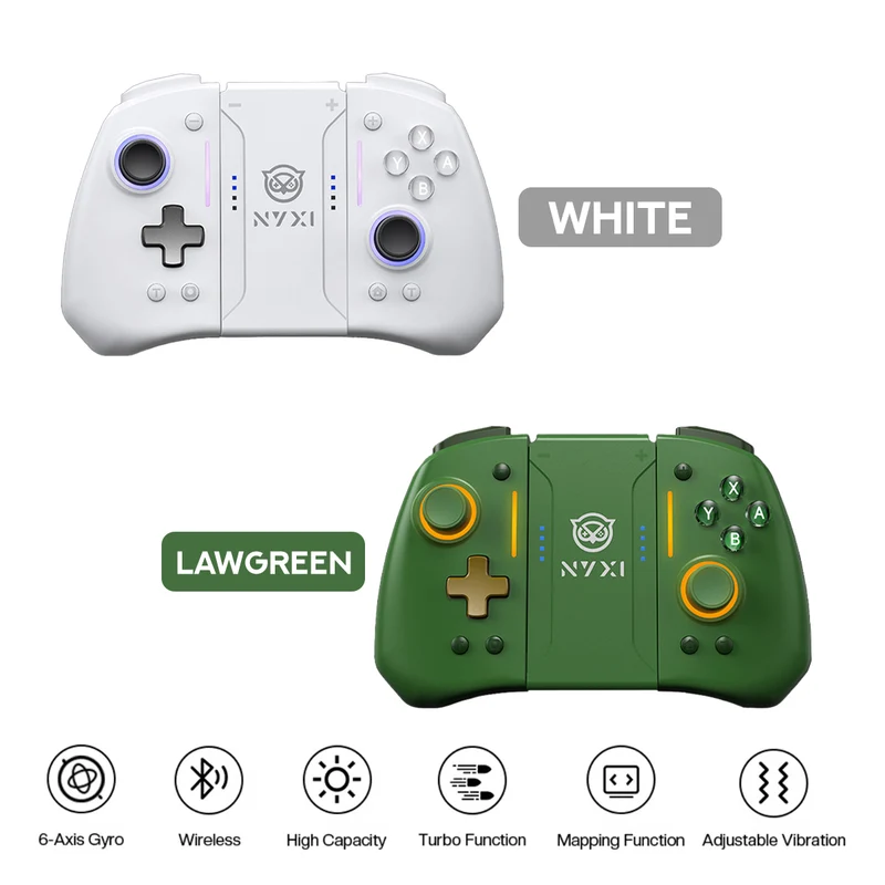 NYXI Hyperion Pro Style Wireless Joy-Pad for Nintendo Switch/Nintendo Switch Lite/Nintendo Switch OLED (White, Lawgreen)