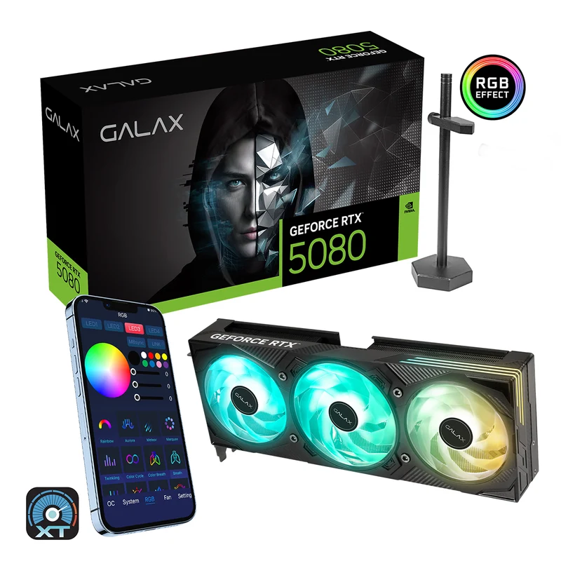 Galax GeForce RTX 5080 Ex Gamer 1-Click OC PCI-E 16GB GDDR7 Graphics Card (Black) (58NZN6MDBYEX)