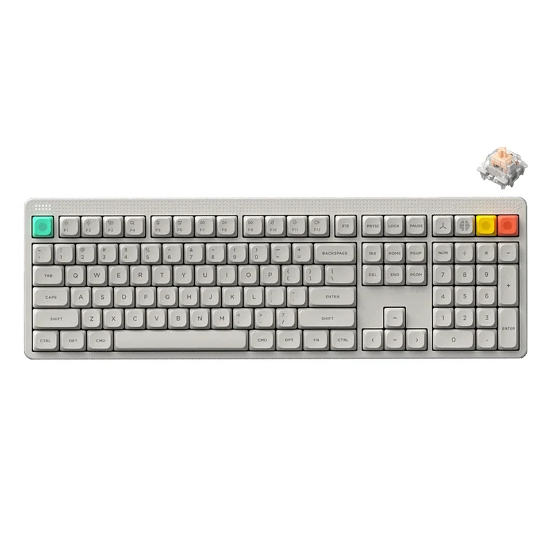 NuPhy Node100 High-Profile Hot-Swappable Full-Size Wireless Mechanical Keyboard (Blush Max Switch) (Lunar White)
