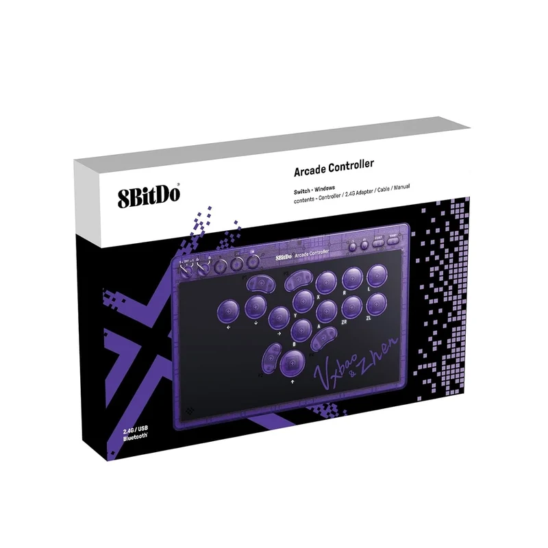 8Bitdo Arcade Controller for Nintendo Switch / Windows (Transparent Purple) (80FG)