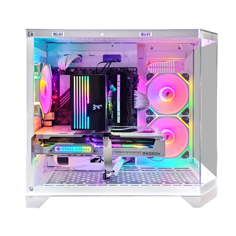 Aurora Spectra White Desktop Gaming PC | AMD Ryzen 7 7700 | 16GB RAM | 1TB SSD | RX 9060 XT | Windows 11 Pro