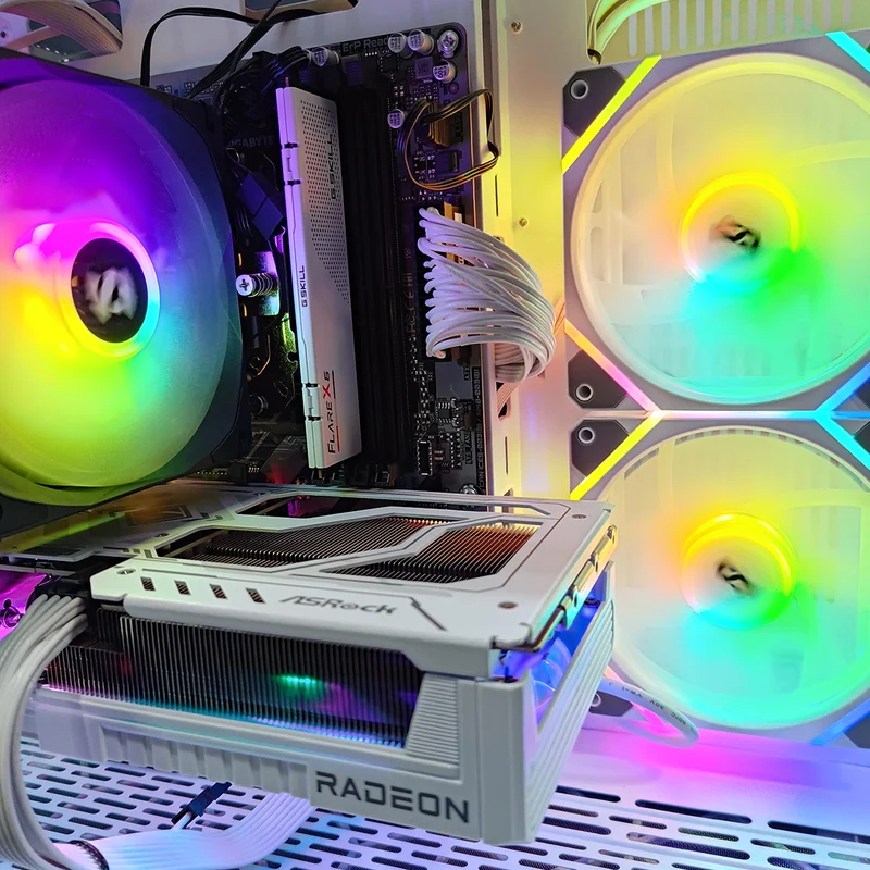 Aurora Spectra White Desktop Gaming PC | AMD Ryzen 7 7700 | 16GB RAM | 1TB SSD | RX 9060 XT | Windows 11 Pro