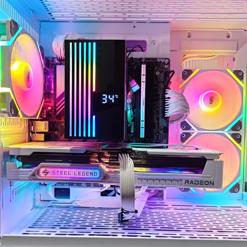 Aurora Spectra White Desktop Gaming PC | AMD Ryzen 7 7700 | 16GB RAM | 1TB SSD | RX 9060 XT | Windows 11 Pro