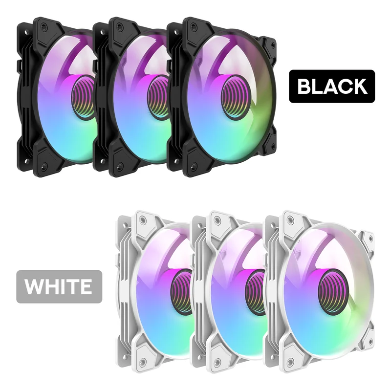 DarkFlash C8 ARGB Cooling Case Fan - 3-in-1 Pack (Black, White)