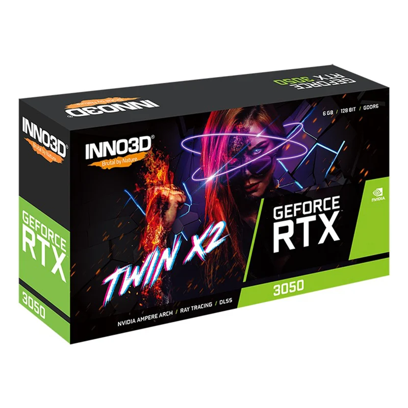INNO3D GeForce RTX 3050 TWIN X2 V2 6GB GDDR6 Graphics Card (Black) (N30502-06D6-1880VA60)