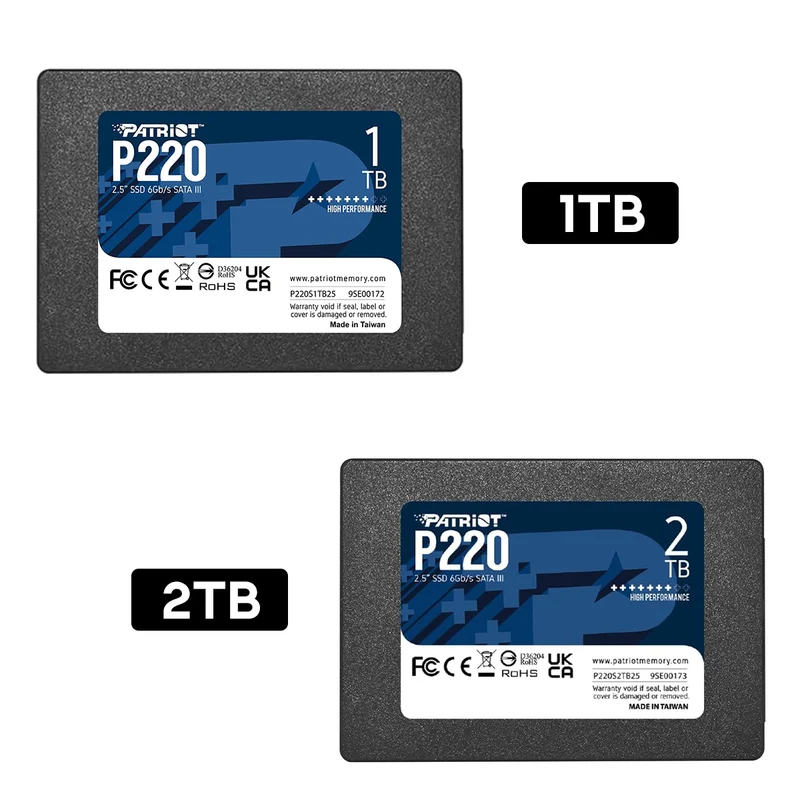 Patriot P220 2.5" 550MB/s Read/ 500MB/s Write SATA III SSD (1TB, 2TB)