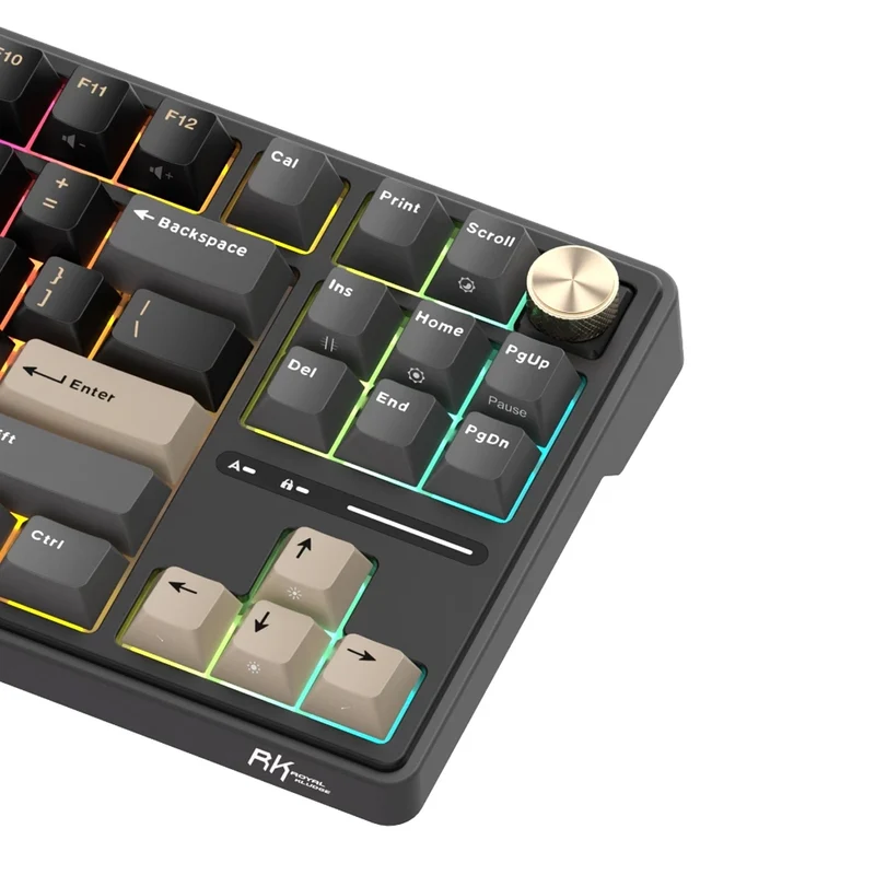 Royal Kludge R87Pro QMK Single-Mode RGB 81 Keys Hot-Swappable Mechanical Keyboard Phantom (Brown, Creamy Switch)