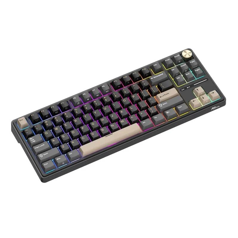 Royal Kludge R87Pro QMK Single-Mode RGB 81 Keys Hot-Swappable Mechanical Keyboard Phantom (Brown, Creamy Switch)