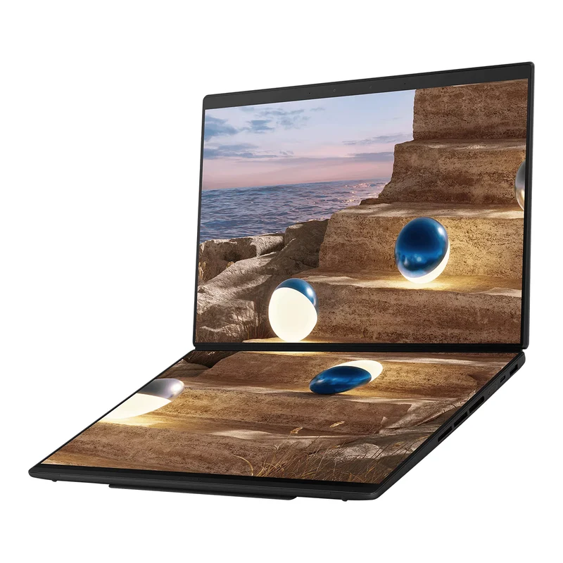 ASUS Zenbook Duo UX8407AA-SN152WSM Laptop (Moher Gray) | 14" 3K (2880x1800) OLED 144Hz | Core Ultra 9 386H | 32GB RAM | 1TB SSD | Intel Graphics | Windows 11 Home | Stylus Pen + ASUS AP4600 Backpack + Sleeve