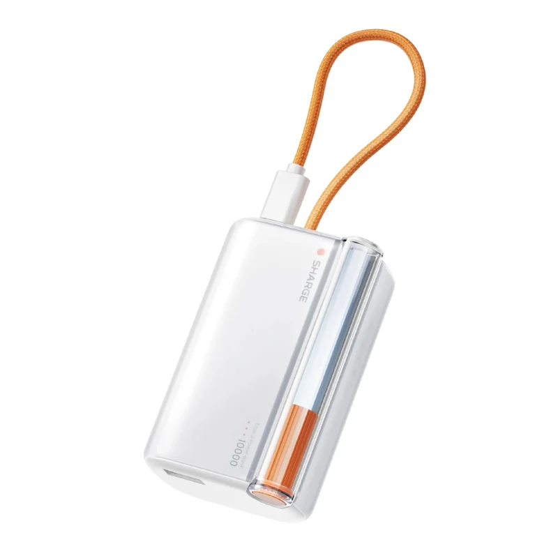 Sharge Flow 3 Power Bank 10000mAh 45W with Built-in USB-C Cable (P3) (Black, White)