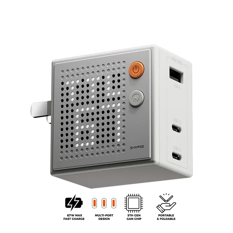 Sharge Pixel 67 Multi-Port Charger 2xUSB-C/ 1xUSB-A 67W (White) (S6U)