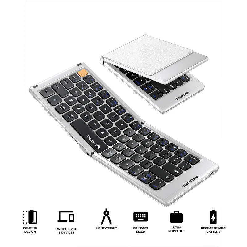 ProtoArc XK04 Foldable Compact Bluetooth Keyboard (Silver) (CP016827)