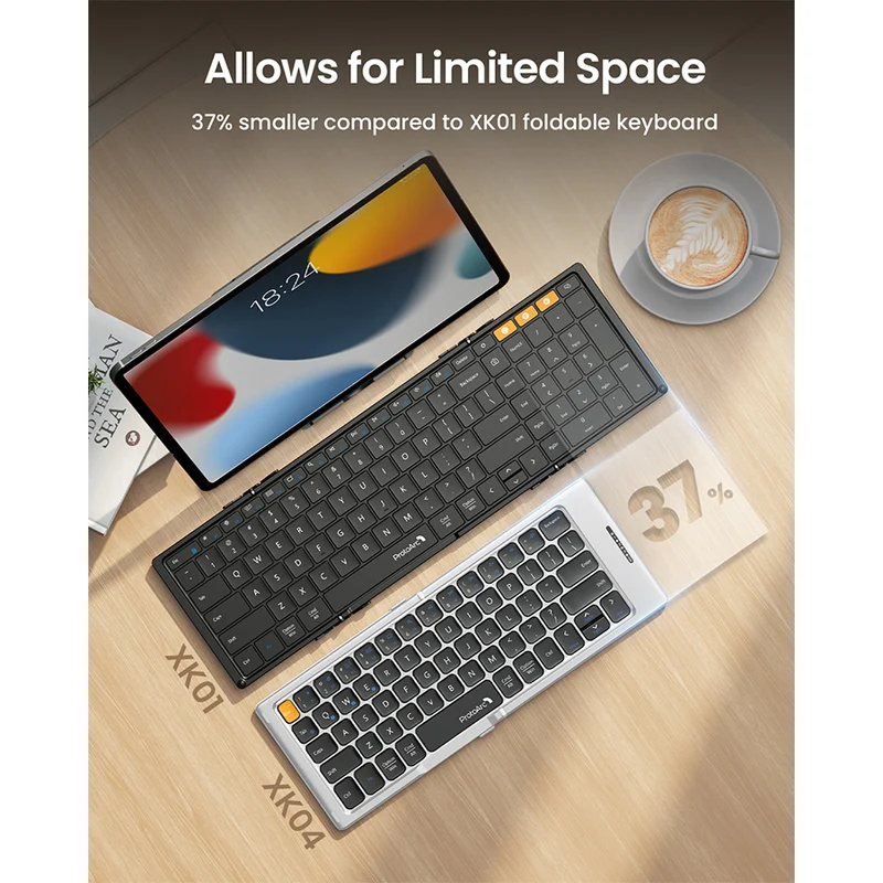 ProtoArc XK04 Foldable Compact Bluetooth Keyboard (Silver) (CP016827)
