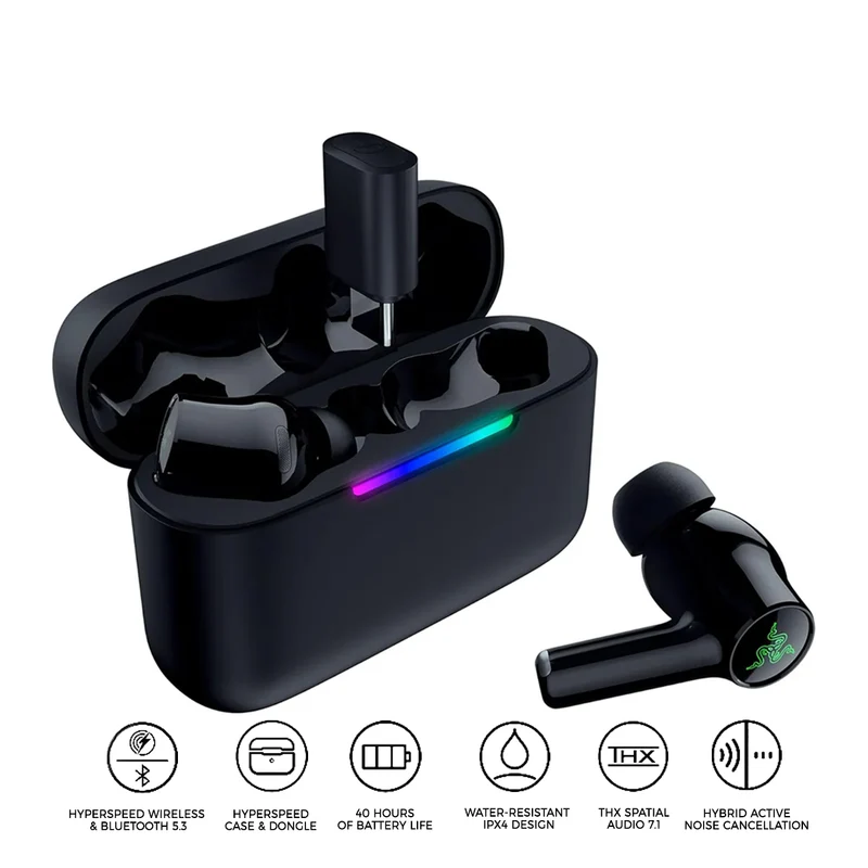 Razer Hammerhead V3 HyperSpeed Wireless Multi-Platform ANC Gaming Earbuds (Black)