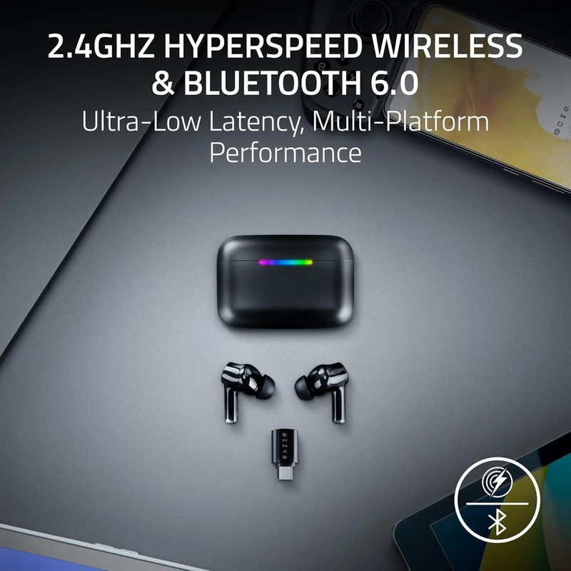 Razer Hammerhead V3 HyperSpeed Wireless Multi-Platform ANC Gaming Earbuds (Black)