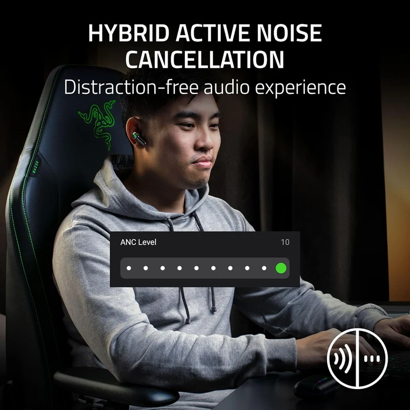 Razer Hammerhead V3 HyperSpeed Wireless Multi-Platform ANC Gaming Earbuds (Black)