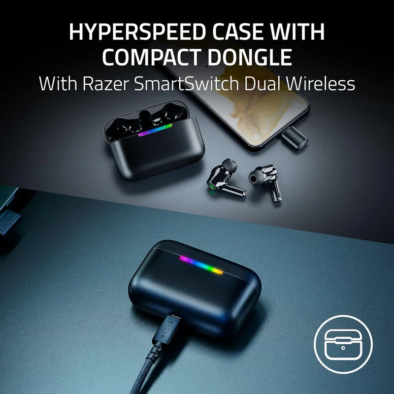 Razer Hammerhead V3 HyperSpeed Wireless Multi-Platform ANC Gaming Earbuds (Black)