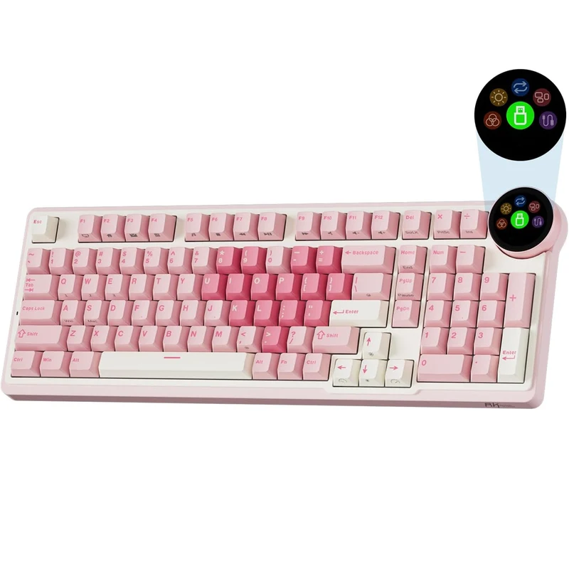 Royal Kludge RK-N99 Tri-Mode RGB 98 Keys Hot Swappable Mechanical Keyboard Pink Melody (Violet Switch, Cream Switch, Beige Switch)
