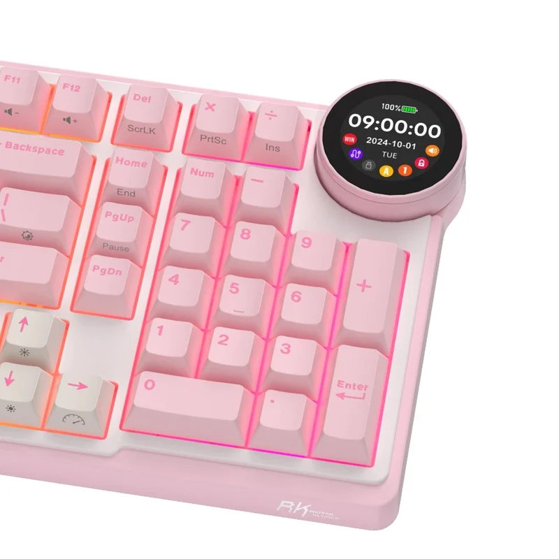 Royal Kludge RK-N99 Tri-Mode RGB 98 Keys Hot Swappable Mechanical Keyboard Pink Melody (Violet Switch, Cream Switch, Beige Switch)