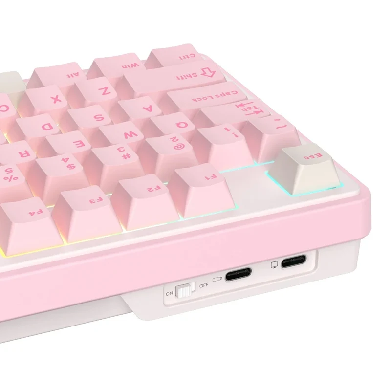 Royal Kludge RK-N99 Tri-Mode RGB 98 Keys Hot Swappable Mechanical Keyboard Pink Melody (Violet Switch, Cream Switch, Beige Switch)