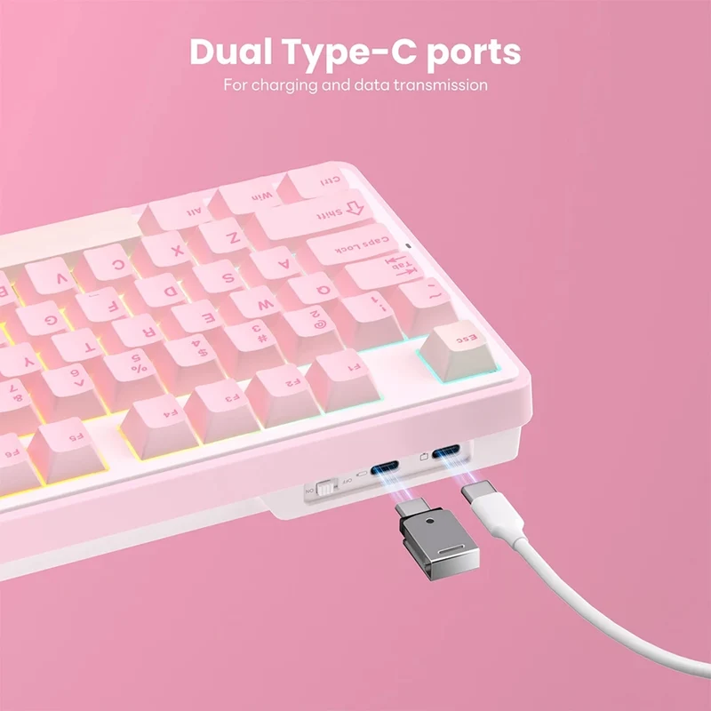 Royal Kludge RK-N99 Tri-Mode RGB 98 Keys Hot Swappable Mechanical Keyboard Pink Melody (Violet Switch, Cream Switch, Beige Switch)