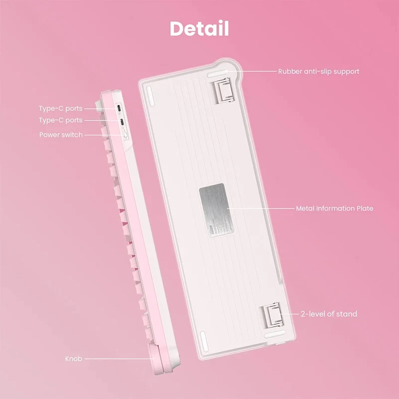 Royal Kludge RK-N99 Tri-Mode RGB 98 Keys Hot Swappable Mechanical Keyboard Pink Melody (Violet Switch, Cream Switch, Beige Switch)