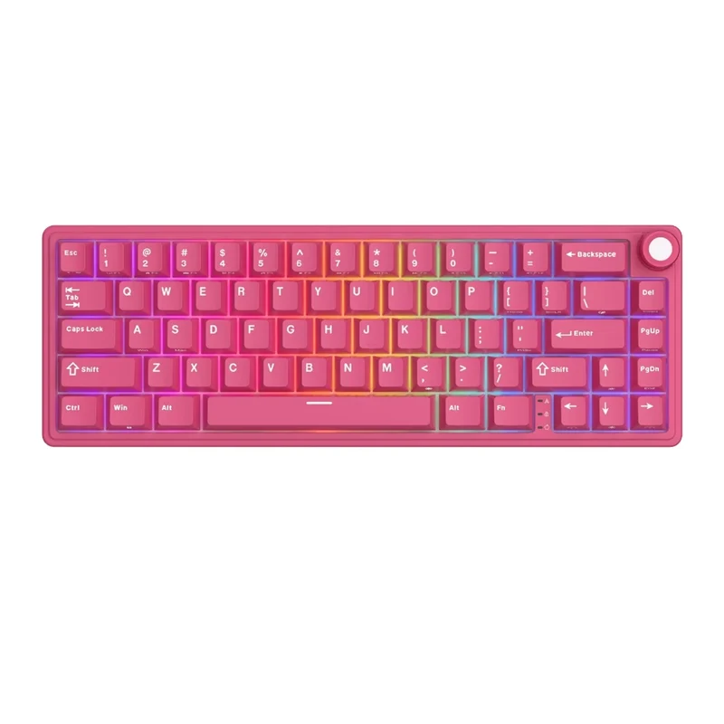 Royal Kludge R65 Single-Mode RGB 66 Keys Hot-Swappable Mechanical Keyboard Berry Red (Cream Switch, Beige Switch)