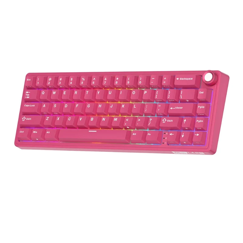 Royal Kludge R65 Single-Mode RGB 66 Keys Hot-Swappable Mechanical Keyboard Berry Red (Cream Switch, Beige Switch)