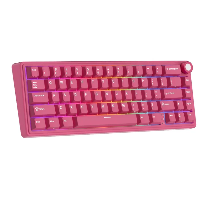 Royal Kludge R65 Single-Mode RGB 66 Keys Hot-Swappable Mechanical Keyboard Berry Red (Cream Switch, Beige Switch)