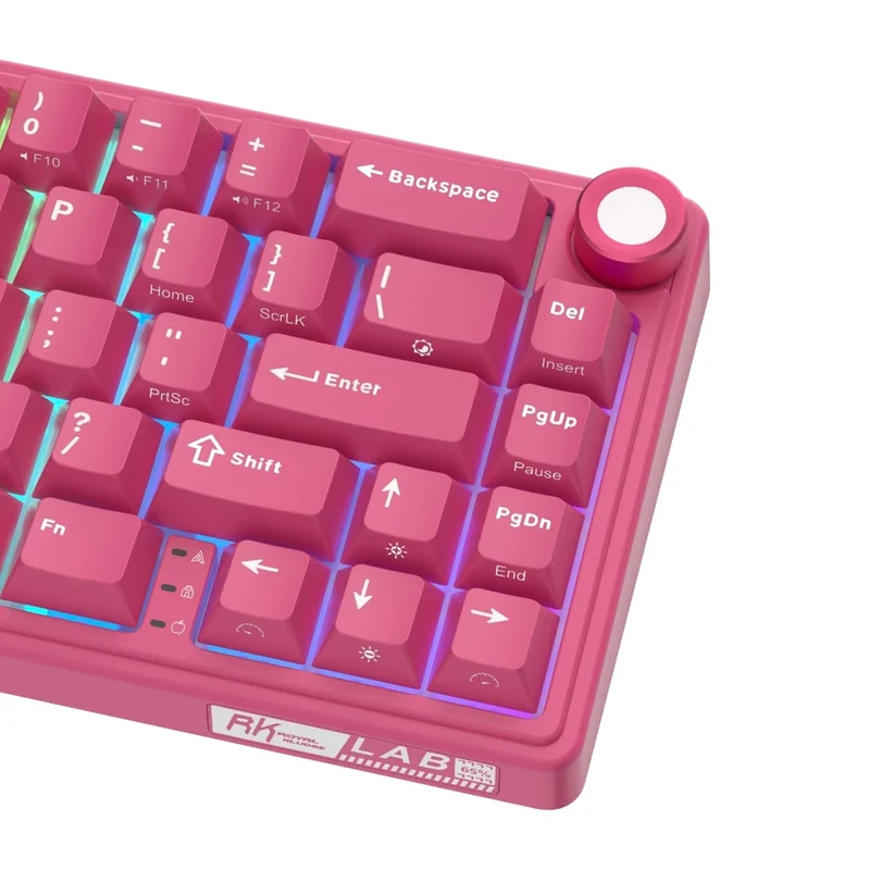 Royal Kludge R65 Single-Mode RGB 66 Keys Hot-Swappable Mechanical Keyboard Berry Red (Cream Switch, Beige Switch)