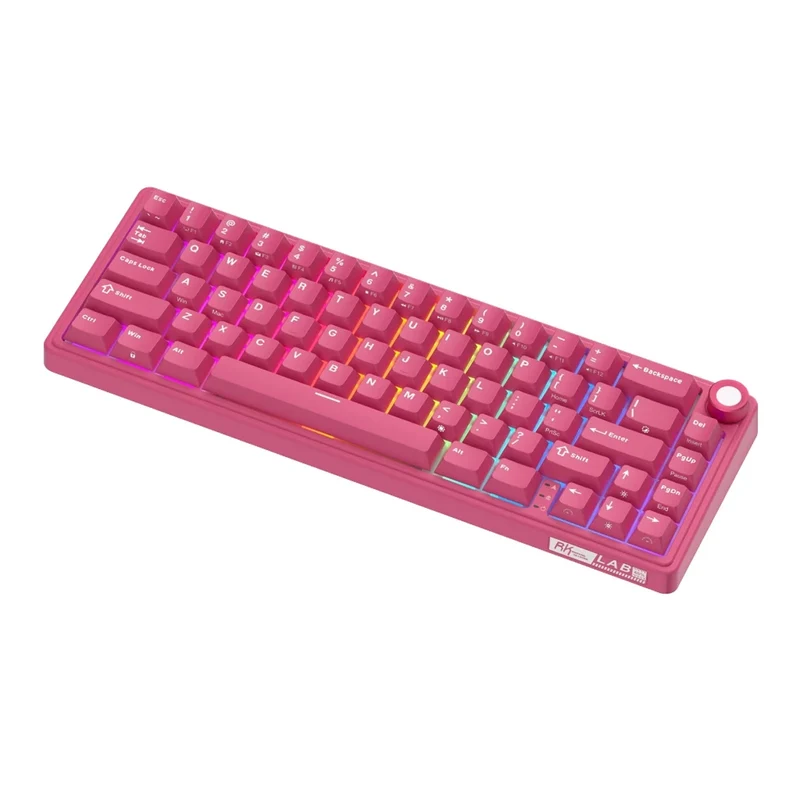 Royal Kludge R65 Single-Mode RGB 66 Keys Hot-Swappable Mechanical Keyboard Berry Red (Cream Switch, Beige Switch)