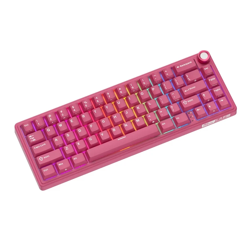 Royal Kludge R65 Single-Mode RGB 66 Keys Hot-Swappable Mechanical Keyboard Berry Red (Cream Switch, Beige Switch)
