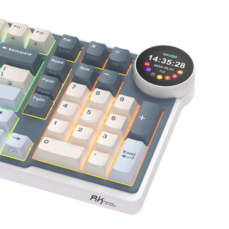 Royal Kludge RK-N99 Tri-Mode RGB 98 Keys Hot Swappable Mechanical Keyboard Moon (Cream Switch, Beige Switch, Violet Switch)