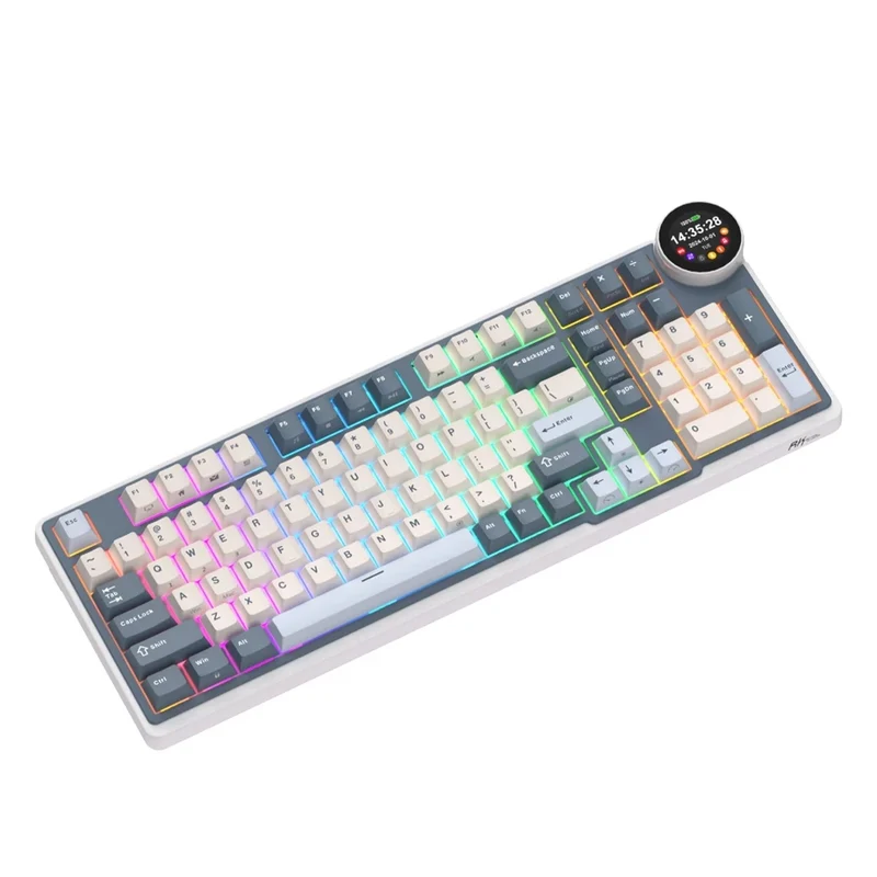 Royal Kludge RK-N99 Tri-Mode RGB 98 Keys Hot Swappable Mechanical Keyboard Moon (Cream Switch, Beige Switch, Violet Switch)