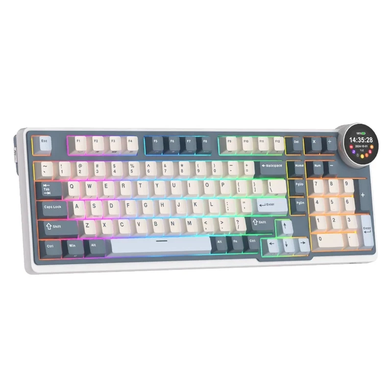 Royal Kludge RK-N99 Tri-Mode RGB 98 Keys Hot Swappable Mechanical Keyboard Moon (Cream Switch, Beige Switch, Violet Switch)