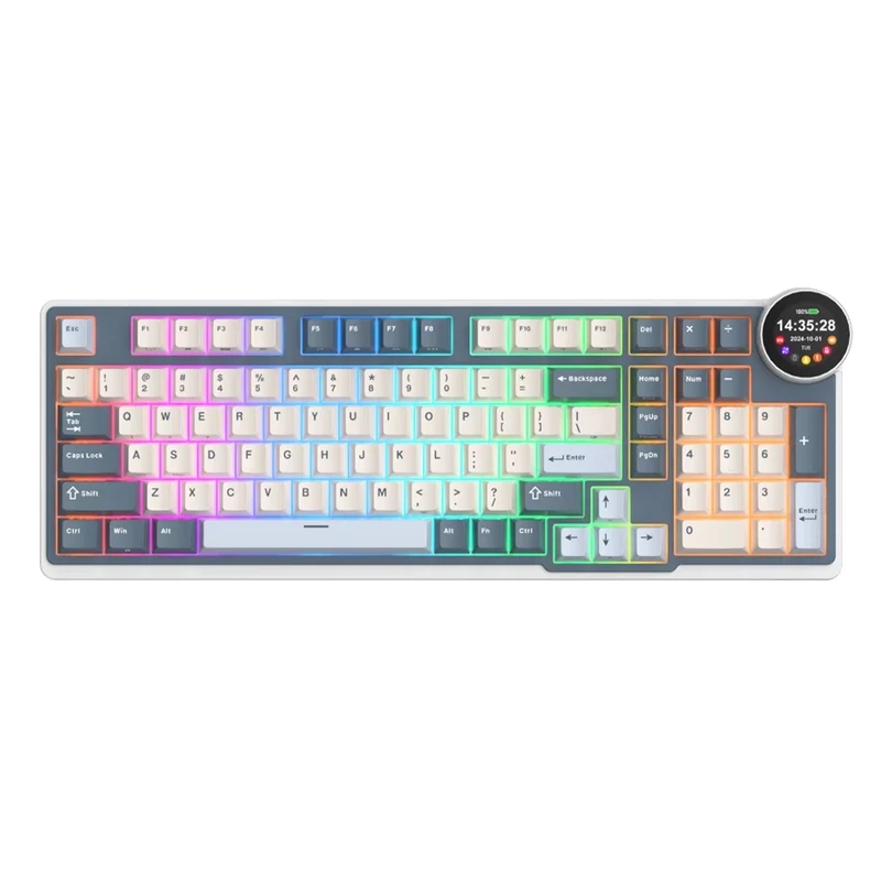 Royal Kludge RK-N99 Tri-Mode RGB 98 Keys Hot Swappable Mechanical Keyboard Moon (Cream Switch, Beige Switch, Violet Switch)