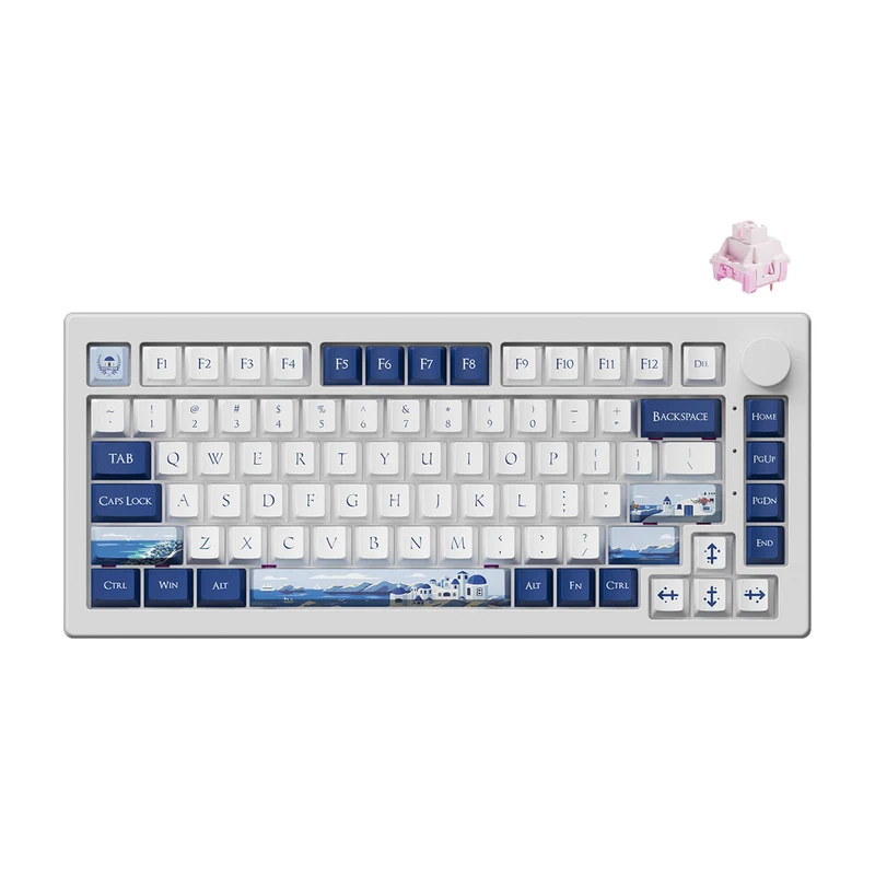 Akko 5075 V3 Multi-Mode RGB Hot-Swappable Mechanical Keyboard (Santorini) (Akko Frost Pink Switch)