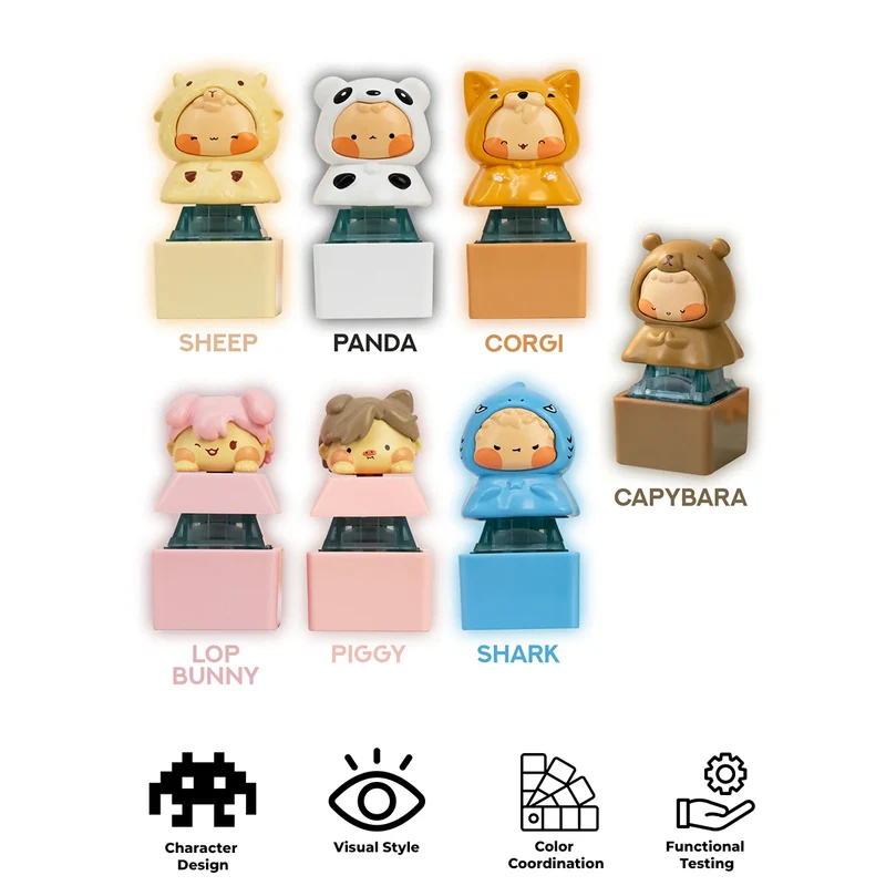 Akko Single Switch Tester (Sheep Keycap, Panda Keycap, Capybara Keycap, Corgi Keycap, Lop Bunny Keycap, Piggy Keycap, Shark Keycap)