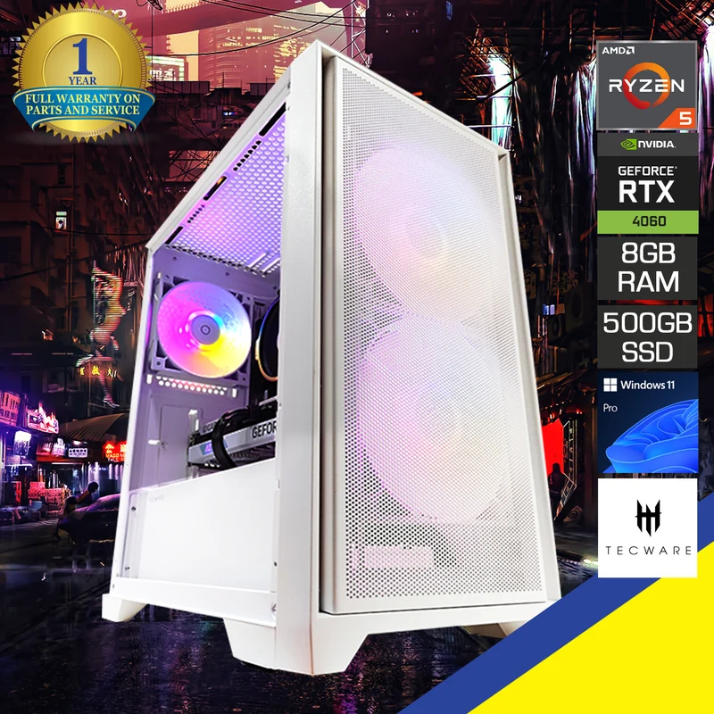 Alpha NEO M2 White Desktop Gaming PC | AMD Ryzen 5 5500 | 8GB RAM | 500GB SSD | RTX 4060 | Windows 11 Pro