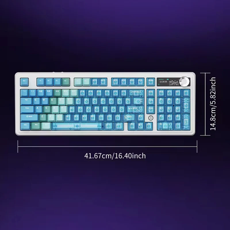 Ajazz AK980 V2 Pro RGB Tri-Mode Mechanical Keyboard (Gradient Blue Transparent) (Lichee Switch)