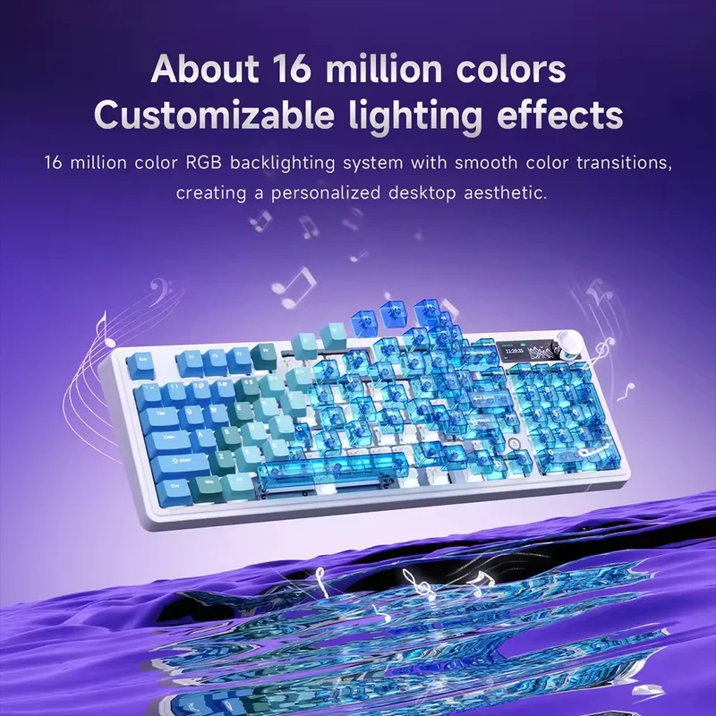 Ajazz AK980 V2 Pro RGB Tri-Mode Mechanical Keyboard (Transparent Blue Purple Pink Orange) (Lichee Switch)
