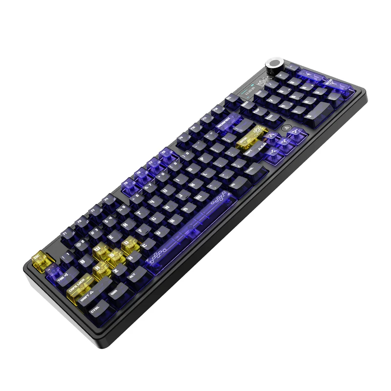 Ajazz AK980 V2 Pro RGB Tri-Mode Mechanical Keyboard (Transparent Yellow Purple Deep Purple) (Lichee Switch)
