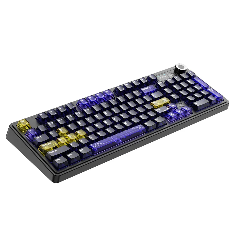 Ajazz AK980 V2 Pro RGB Tri-Mode Mechanical Keyboard (Transparent Yellow Purple Deep Purple) (Lichee Switch)